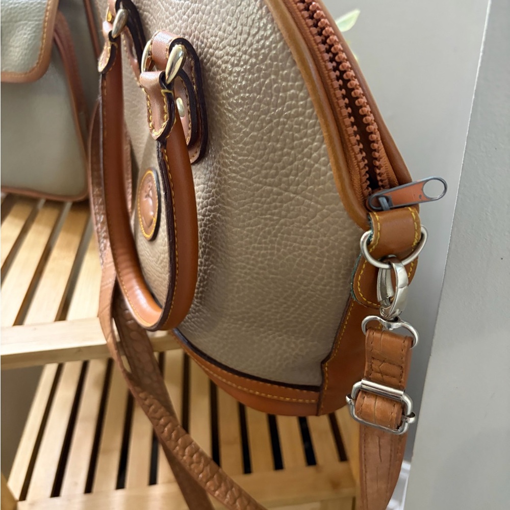Dooney & Bourke Beige and Olive Pebble Leather Crossbody & Satchel Set - Picture 4 of 11